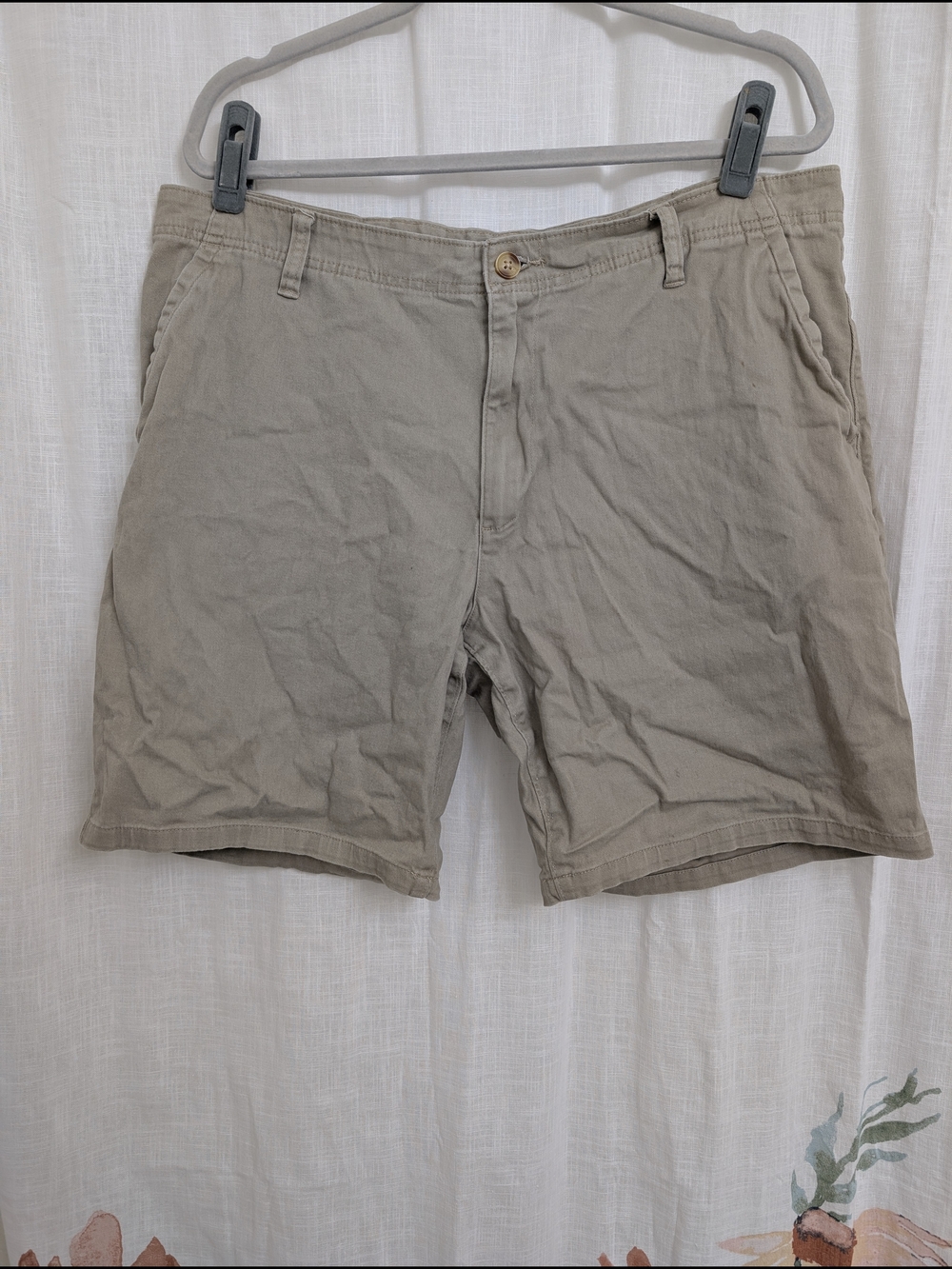 George Men's Khaki Flat Front Chino Shorts Size 38 Beige Casual